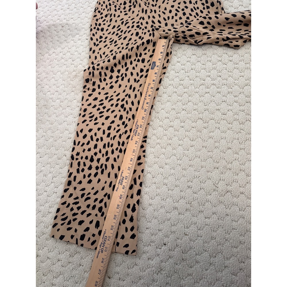 Crown & Ivy Tan Black Animal Brushstroke Print Wide Leg Cropped Pants Size 14 - Picture 2 of 5